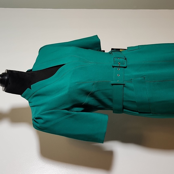 NWT MAGGY LONDON Women's Rashida Green Midi Dress w/ Belt, Size 6 - Picture 4 of 13